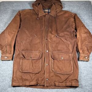 Vintage Boxx Jeans Mens Large Brown Denim Chore Barn Utility Jacket Coat 90s Y2K